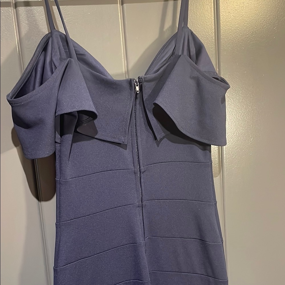 Emerald Sundae Blue Ribbed Ruffle Bodycon Dress - Picture 3 of 8